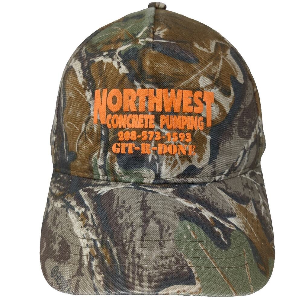 Outdoor Cap 5 Panel Brown Orange One Size Northwest Concrete Pumping Camo Hat